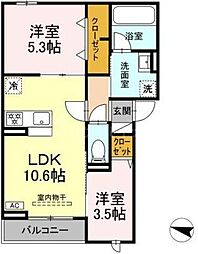 グランメール 2LDKの間取図画像