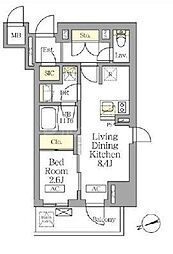 テラス北千住 1LDKの間取図画像