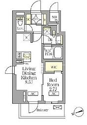 テラス北千住 1LDKの間取図画像