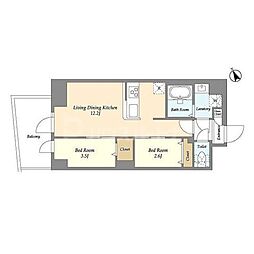 アルファコート曳舟2 2LDKの間取図画像