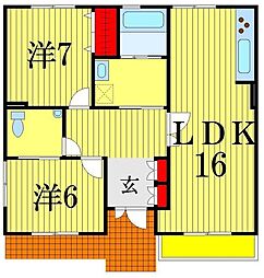 ラミアカーサK 2LDKの間取図画像