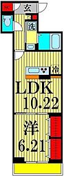 アナシエ亀有 1LDKの間取図画像