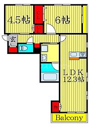 江戸川区松島3丁目マンション 2LDKの間取図画像