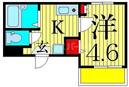 メルディア東堀切 1Kの間取図画像