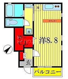 エスポワール1 ワンルームの間取図画像
