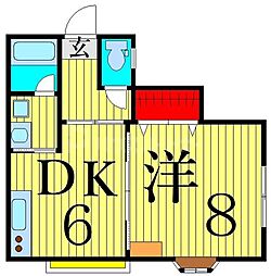 シャトルホワイト 1DKの間取図画像