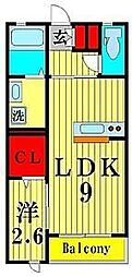オトア2 1LDKの間取図画像