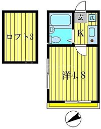 シャンテ青戸2 1Kの間取図画像