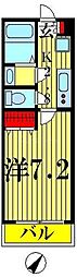 プレジール亀戸 1Kの間取図画像
