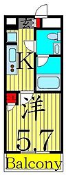 ライジングプレイス堀切 1Kの間取図画像