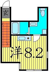 ボンヌシャンス ワンルームの間取図画像