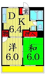 ヴァンベールF 2DKの間取図画像