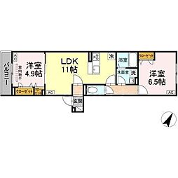 セレスティア柴又VII 2LDKの間取図画像