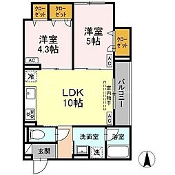 セレスティア北小岩V 2LDKの間取図画像