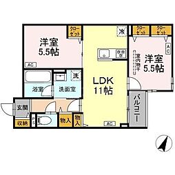 MOCRAFT南小岩 2LDKの間取図画像