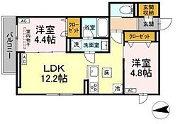 セレスティア六町IV 2LDKの間取図画像