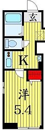 アウル 1Kの間取図画像