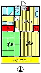 コーポ日立 2DKの間取図画像