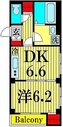 ビューノ亀有 1DKの間取図画像