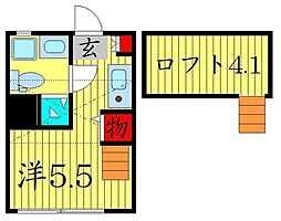 アジュール小岩 ワンルームの間取図画像