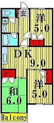 エクセルエステート吉田1 3DKの間取図画像