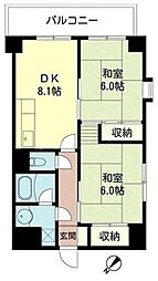 フォークス小岩 2DKの間取図画像