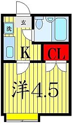 リバーパーク一之江A 1Kの間取図画像