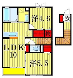 グランドパレスオクド 2LDKの間取図画像