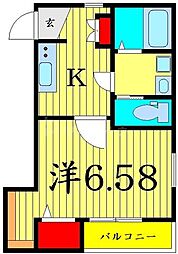Cartello立石 1Kの間取図画像