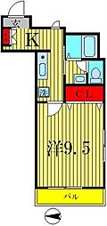 アパルトマンハクタ 1Kの間取図画像