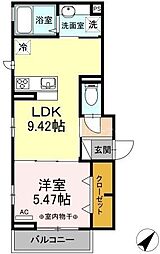 サンハイムS 1LDKの間取図画像