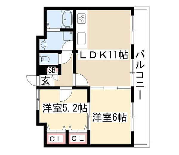 ビラ貴船 302｜愛知県名古屋市名東区貴船３丁目(賃貸マンション2LDK・3階・51.87㎡)の写真 その2