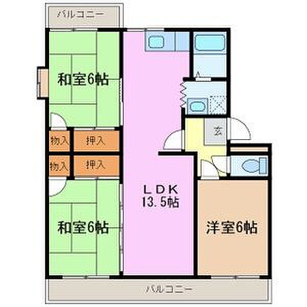 グランドハイツエクレール 401｜愛知県長久手市杁ケ池(賃貸マンション3LDK・4階・67.00㎡)の写真 その2