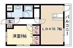 ルーチェ庄内緑地 1LDKの間取図画像
