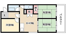 扶桑ハイツ2 3DKの間取図画像