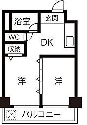 向陽ビル 1LDKの間取図画像