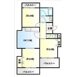 サンファミリア長久手1 3DKの間取図画像