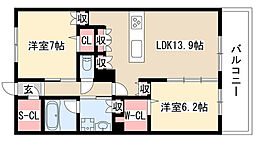 テラッツァ白壁 2LDKの間取図画像