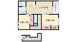 グランヴェル梅森坂 2LDKの間取図画像