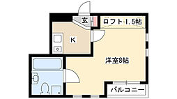 カーサ・クイント 1Kの間取図画像