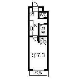 A・City東岸 1Kの間取図画像