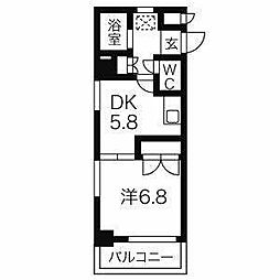 シャンポール大須 1DKの間取図画像