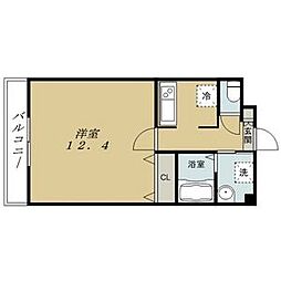 鶴羽之彩 1Kの間取図画像