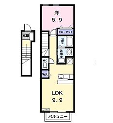 アンテノール 1LDKの間取図画像