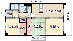 OS・SKYパークサイドヴィラ白山 3LDKの間取図画像