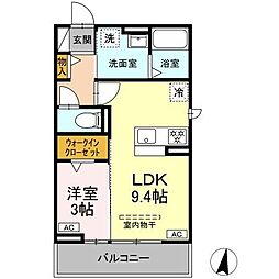 プレタクチュール中根町 1LDKの間取図画像