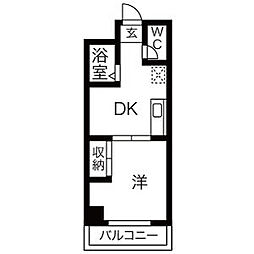 第五名昭ビル 1DKの間取図画像