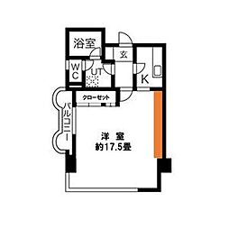 錦ハーモニー ワンルームの間取図画像