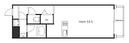 シュテルン中柳 ワンルームの間取図画像