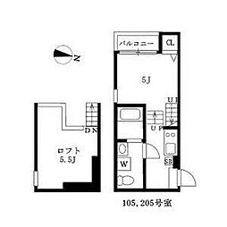 ハーモニーテラスグランシエロ名古屋黄金 1Kの間取図画像
